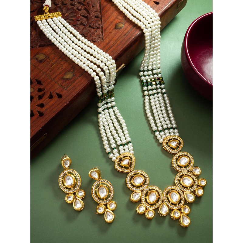Anouk Gold Plated Kundan Studded & Beaded Jewellery Set