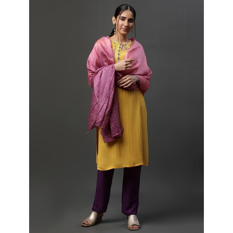 AURELIA Striped Embroidered Sequinned Dupatta