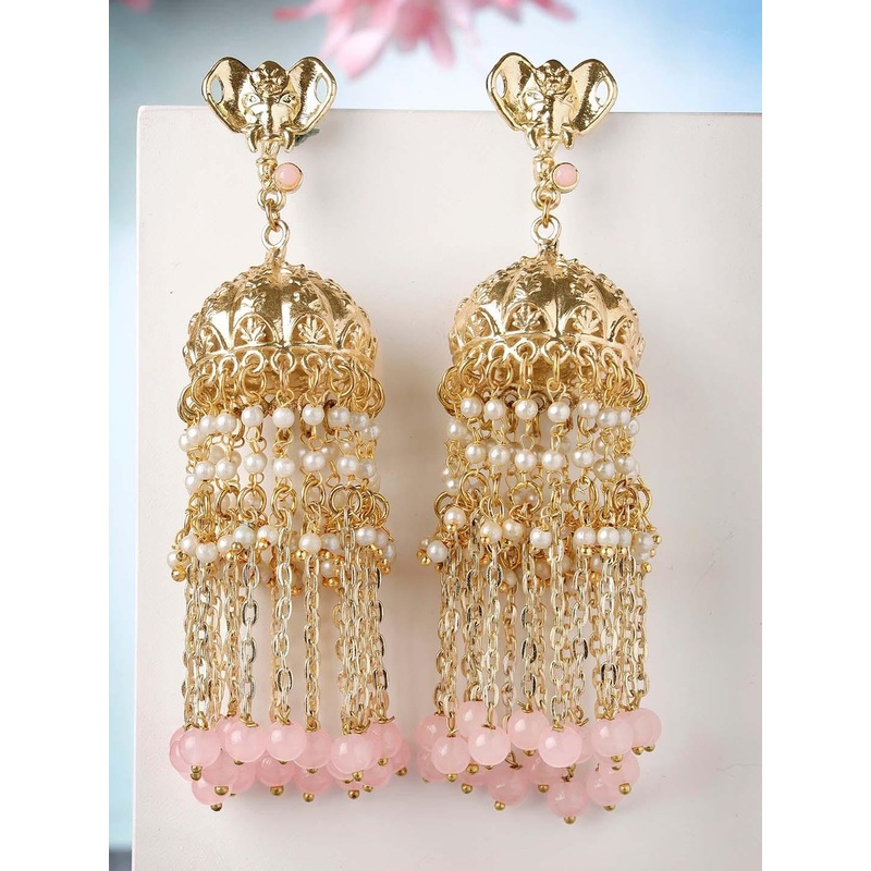 KARATCART Gold Plated Contemporary Jhumkas