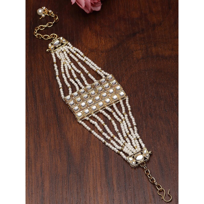 KARATCART Gold-Plated Kundan Link Bracelet