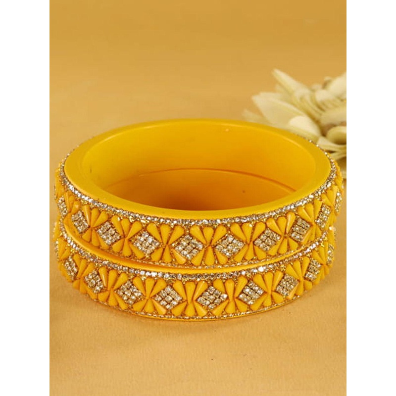 ZULKA Set Of 2 Lac Stone Studded Kada Bangles