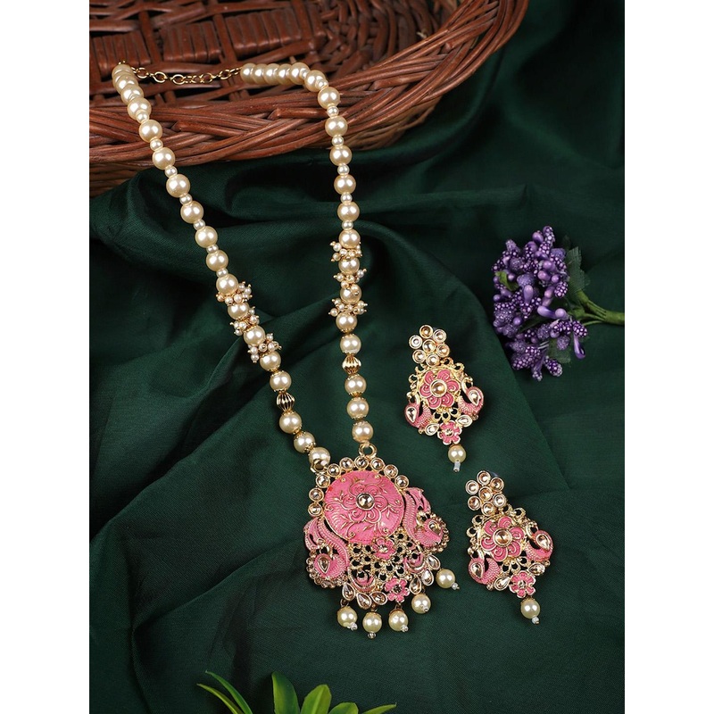 ANIKAS CREATION Gold-Plated Crystal Studded Jewellery Set