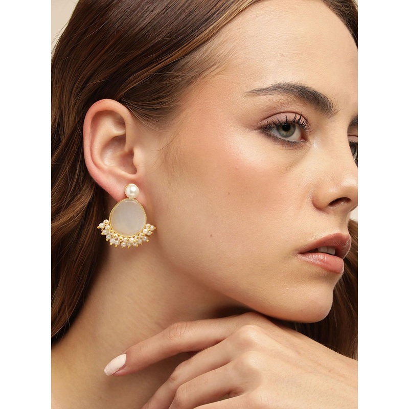 Anouk Gold Plated Beaded Teardrop Shaped Drop Earrings