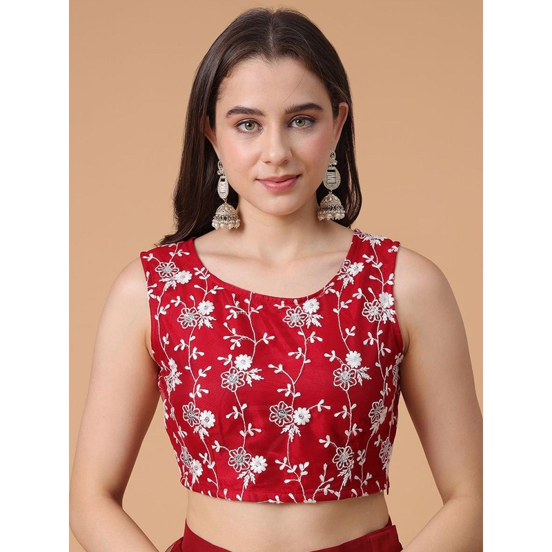 Frolic Rolic Maroon Embroidered Net Blouse