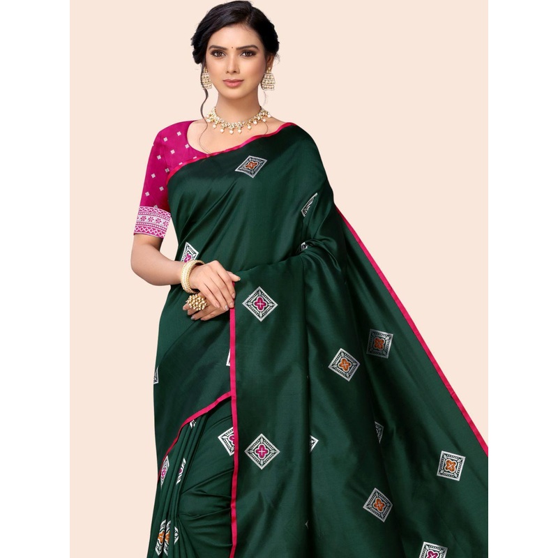HERE&NOW Solid Abstract Printed Banarasi Saree