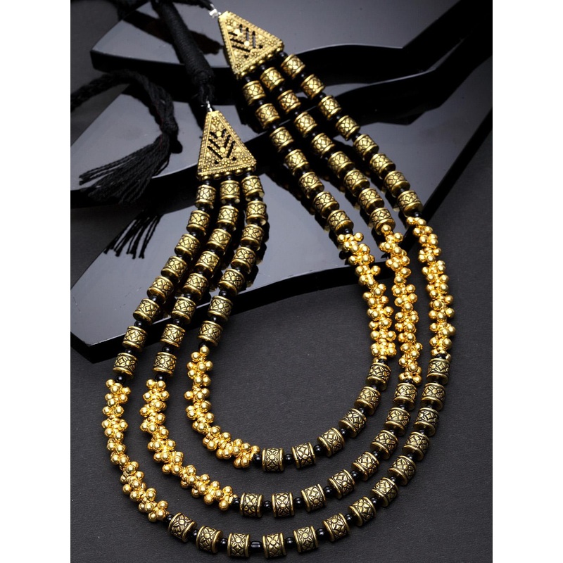 PANASH Gold & Black Handcrafted Antique Necklace