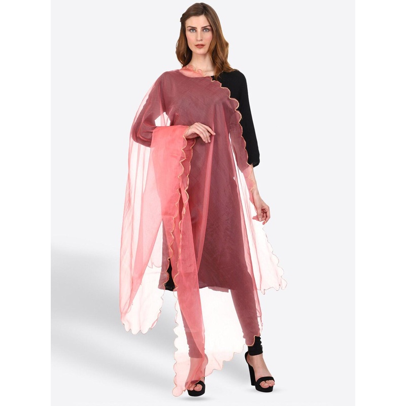 SWI Stylish Solid Zari Organza Dupatta