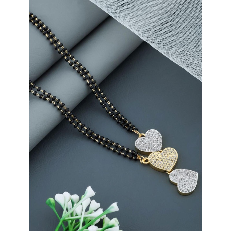 Anouk Gold-Plated Cubic Zirconia Stone-Studded & Beaded Mangalsutra