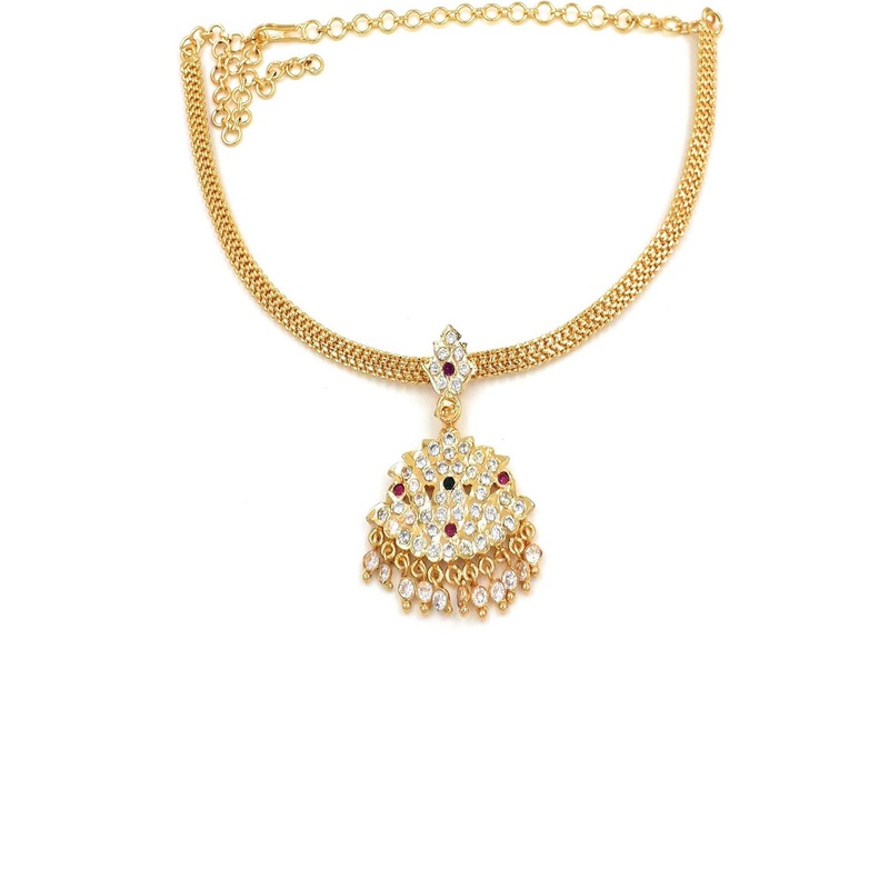 Anujeet Fashion Hub Gold-Plated American Diamond Necklace