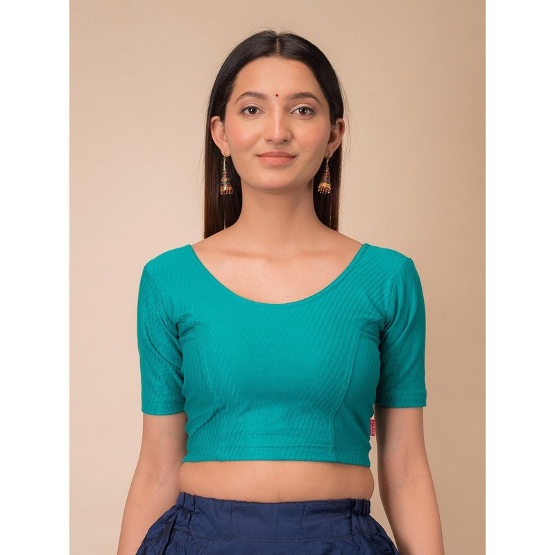 Bindigasm’s Advi Self-Design Stretchable Cotton Saree Blouse