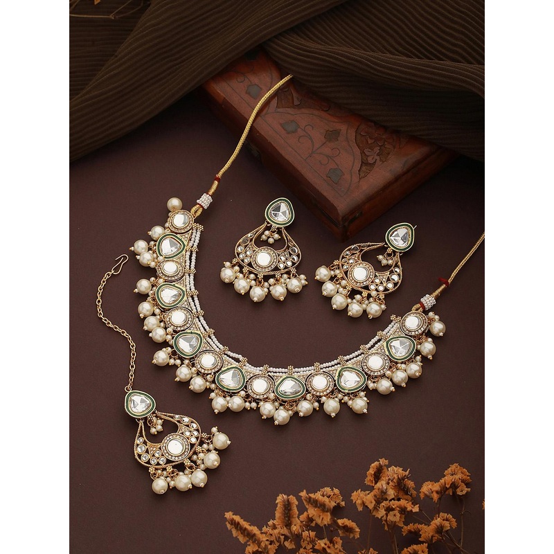 Jazz and Sizzle Gold-Plated Kundan Stone Studded Jewellery Set