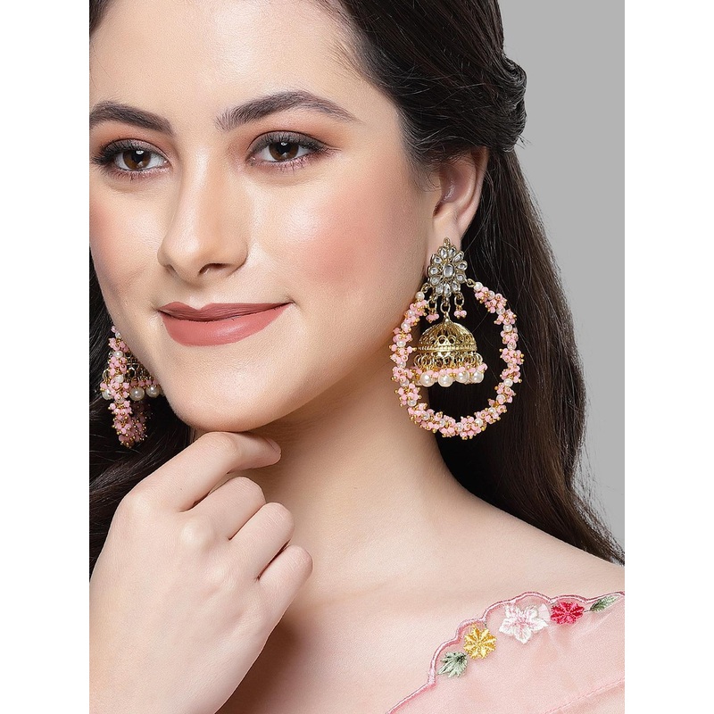 KARATCART Gold-Plated Contemporary Jhumkas Earrings