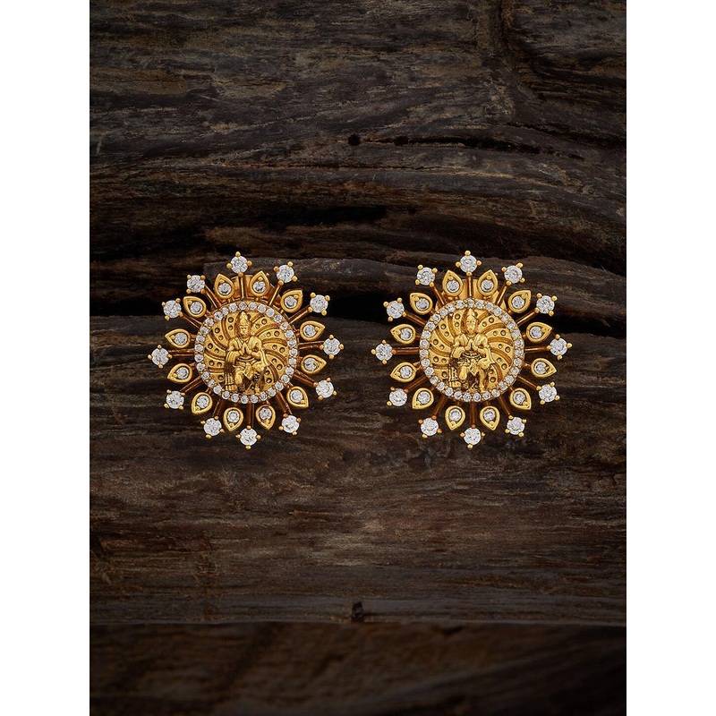 Kushal’s Fashion Jewellery Gold Plated Cubic Zirconia Studs Earrings