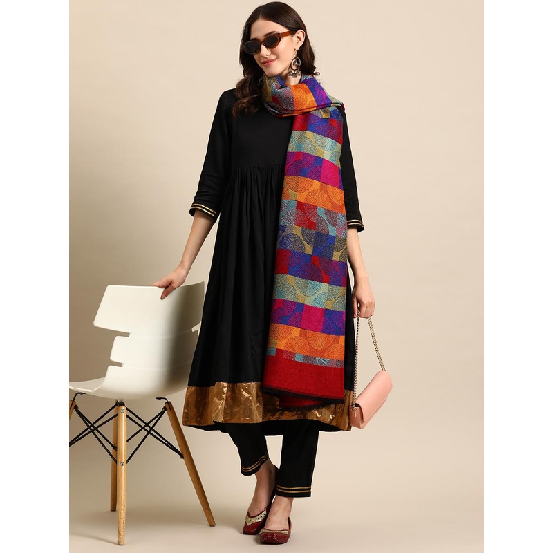 Sangria Women Geometric Woven Design Acrylic Stole