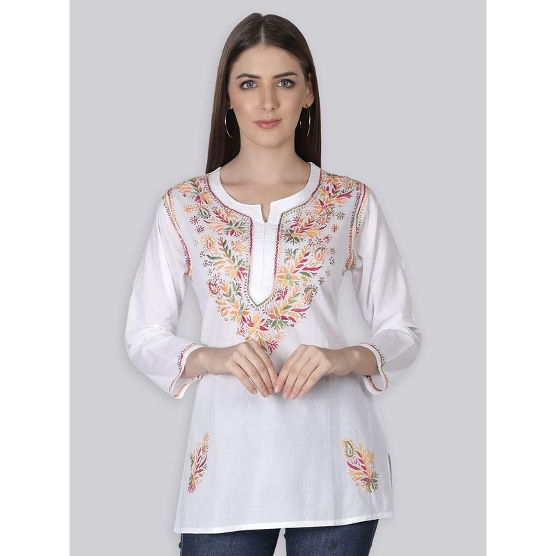 Seva Chikan Women Ethnic Motifs Embroidered Handloom Chikankari Kurti