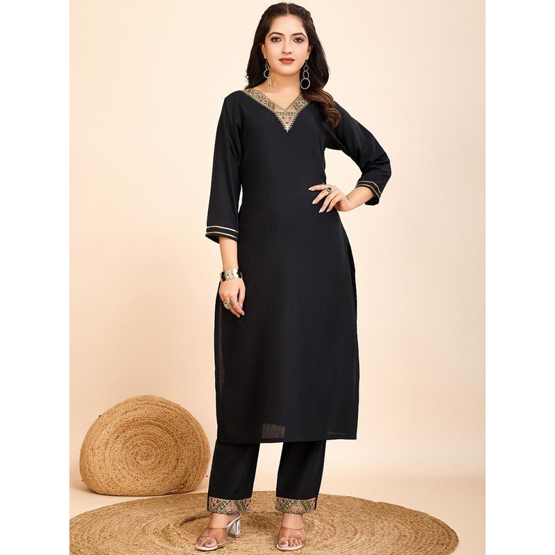 Women Basket Women Ethnic Motifs Yoke Design Regular Thread Work Kurta with Trousers