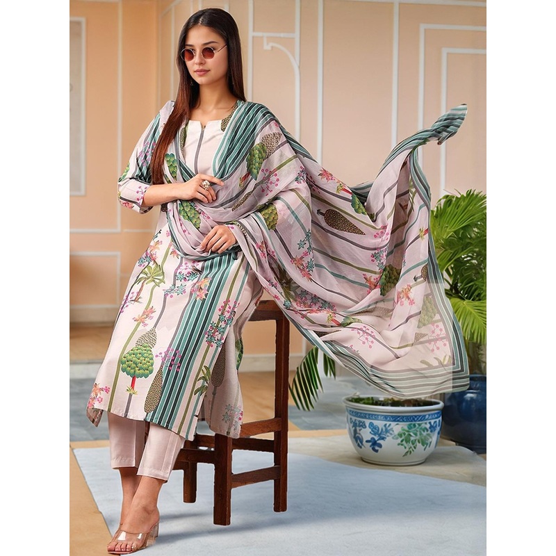 Aaghnya Women Viscose Rayon Printed Kurta Sets