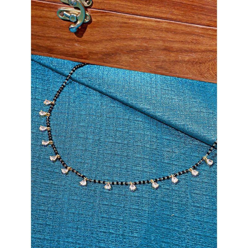 ABDESIGNS Gold-Plated AD Studded & Beaded Mangalsutra