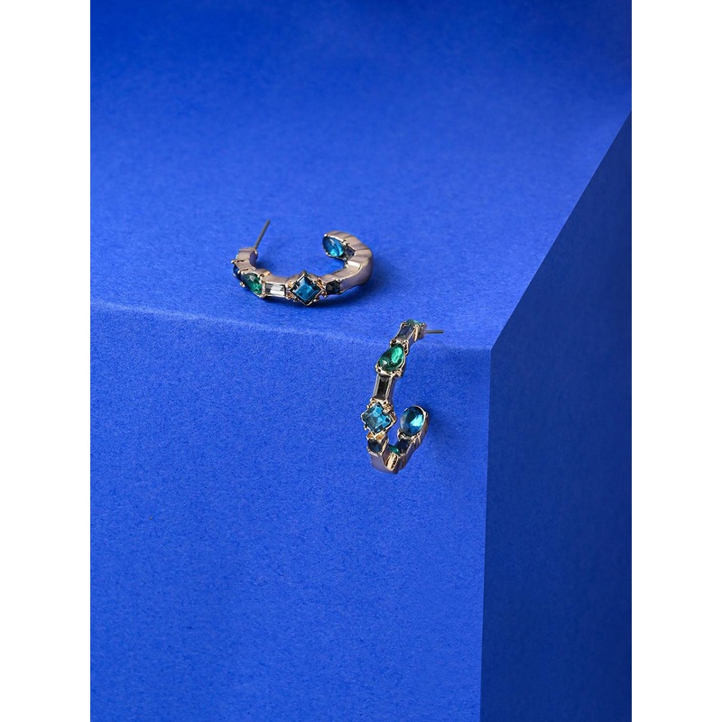 Accessorize Stone-Studded Classic Half Hoop Earrings
