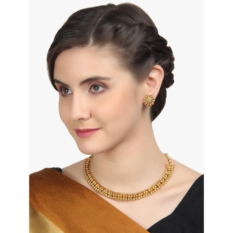 Adwitiya Collection Gold-Plated Copper Antique Necklace