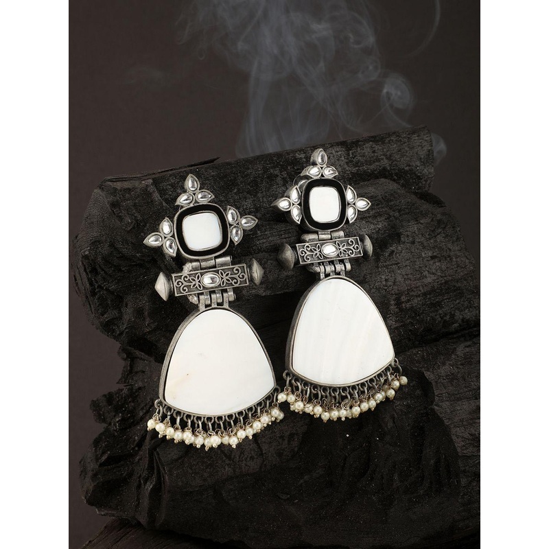 Anouk Artificial Stones Studded & Beaded Classic Shaped Drop Earrings