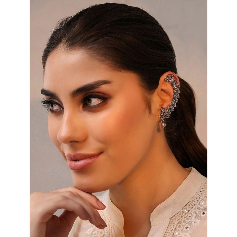 Biba Artificial Stones Studded Paisley Shaped Ear Cuffs