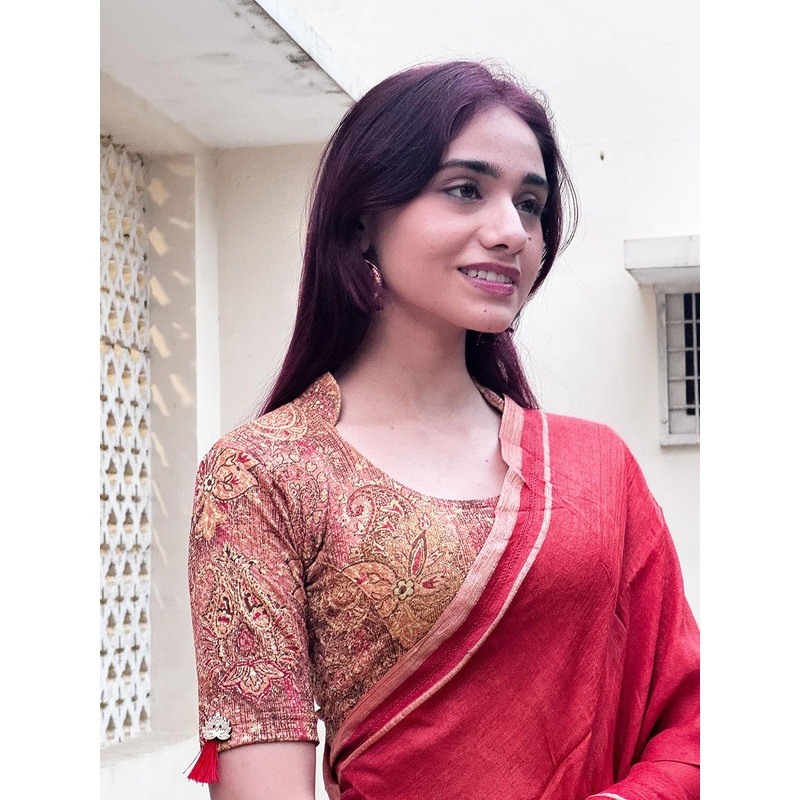 Bindigasm’s Advi High Neck Collar Stretchable Saree Blouse