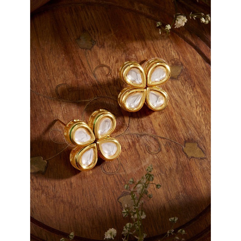Priyaasi Gold-Plated Kundan Studded Studs Earrings