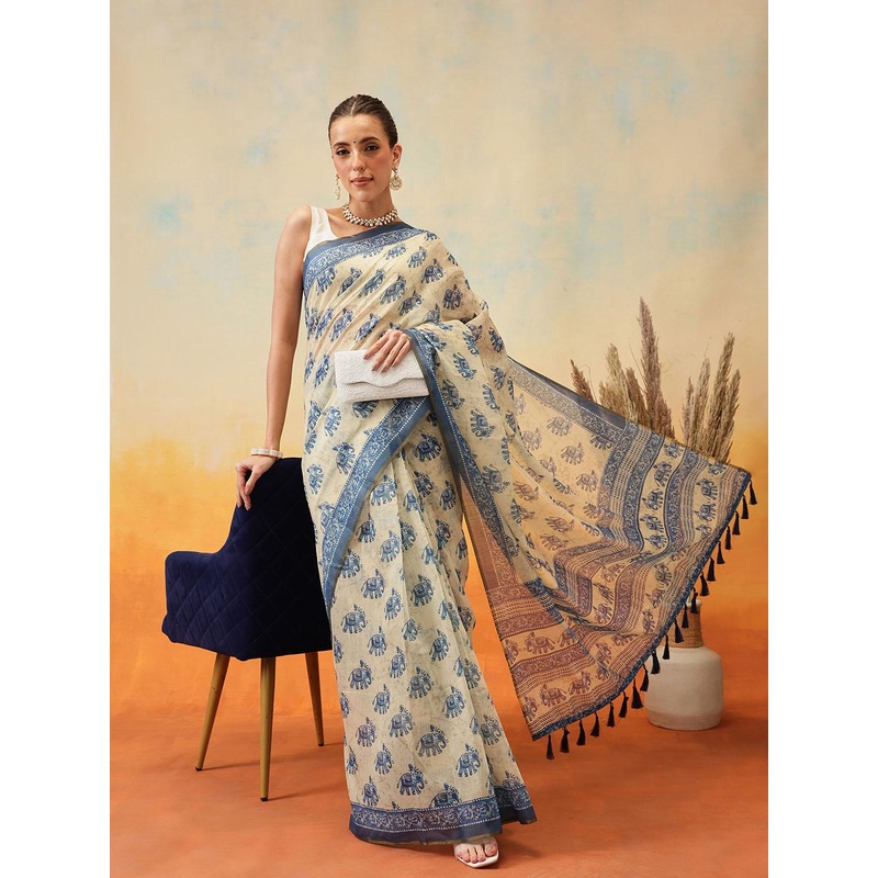 Silk Land Kalamkari Ready to Wear Chanderi Saree