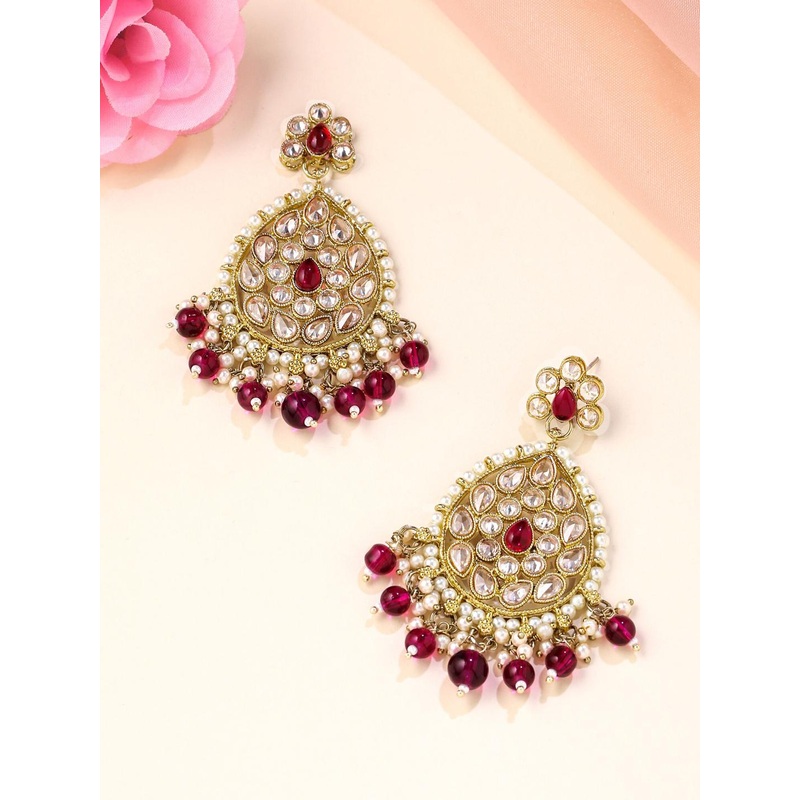 Yellow Chimes Gold-Plated Contemporary Chandbalis Earrings