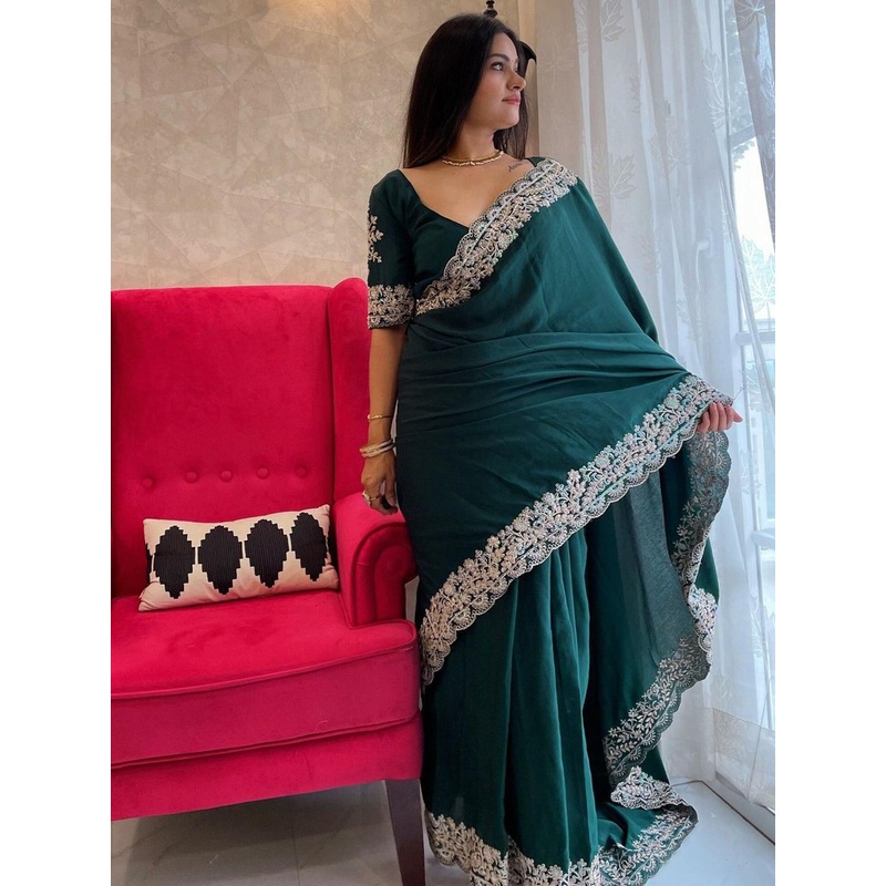 Anouk  Embellished Sequinned Saree With Unstitched Blouse Piece