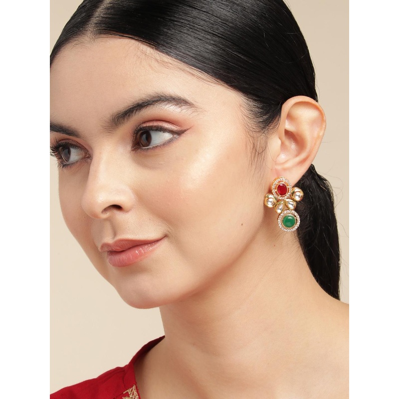 Anouk Gold Plated Kundan Studded Classic Drop Earrings