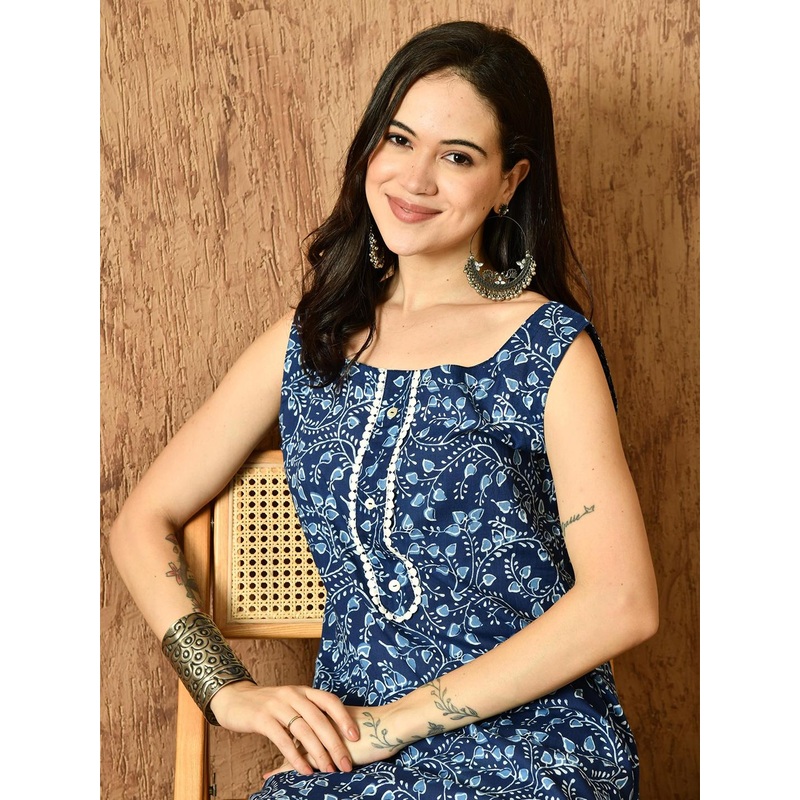 Anouk Rustic Floral Printed Pure Cotton Straight Kurta