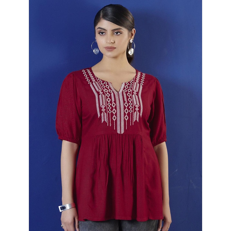 Anouk Women Ethnic Motifs Embroidered Thread Work Anarkali Kurti