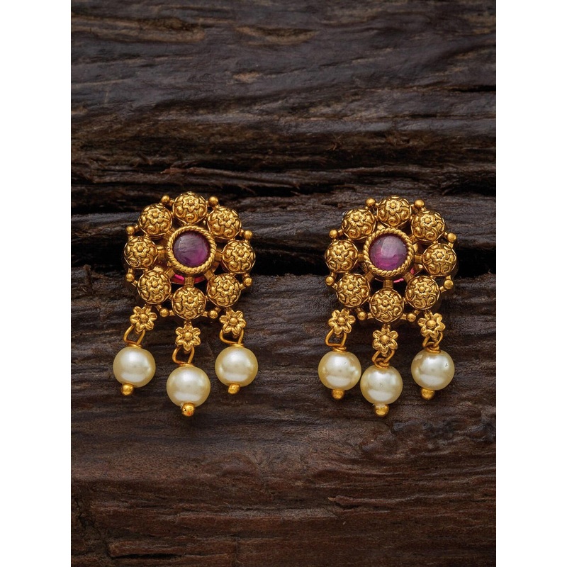 Kushal’s Fashion Jewellery Gold-Plated Circular Drop Earrings