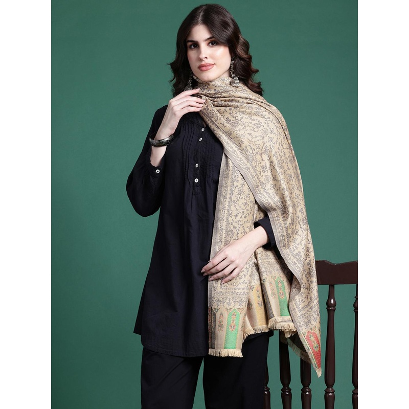 Sangria Women Floral Woven Design Shawl