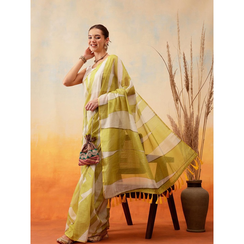 Silk Land Leheriya Chanderi Ready to Wear Saree