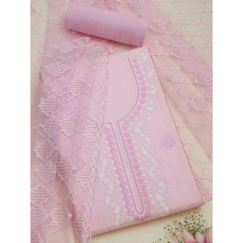 Soch Floral Embroidered Thread Work Unstitched Dress Material