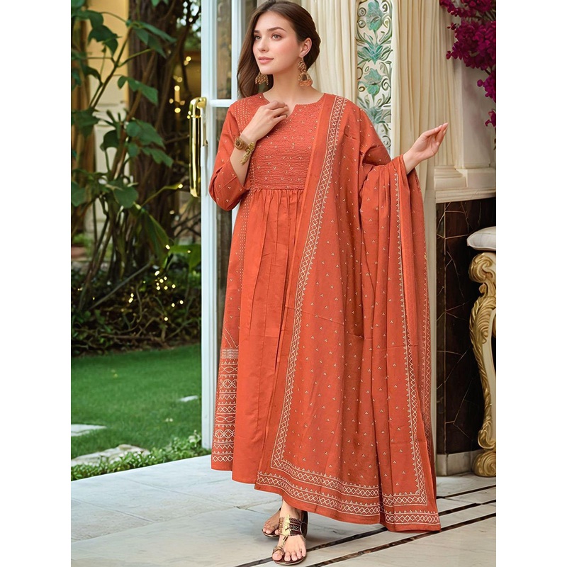 Aaghnya Women Ethnic Motifs Embroidered Kurta with Palazzo & Dupatta