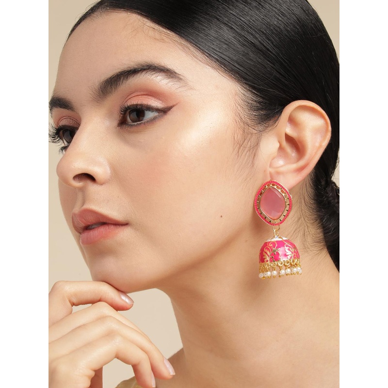 Anouk Gold-Plated Beaded Dome Shaped Jhumkas Earrings