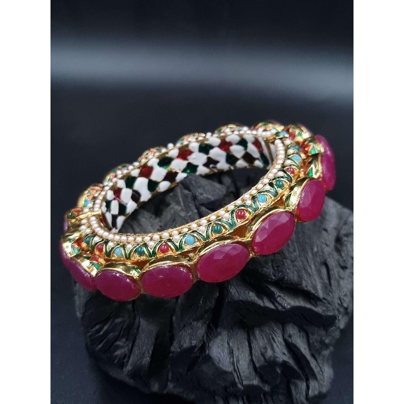 Anouk Gold Plated Pearl Studded Ethnic Rajasthani Bangles