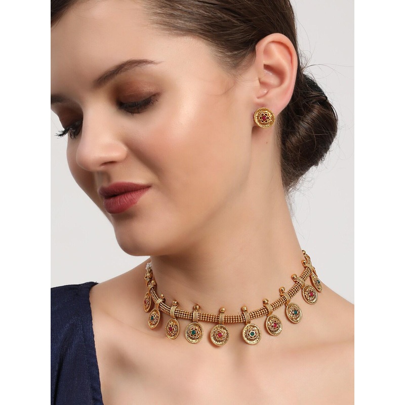 Anouk Gold-Plated Stone-Studded Jewellery Set