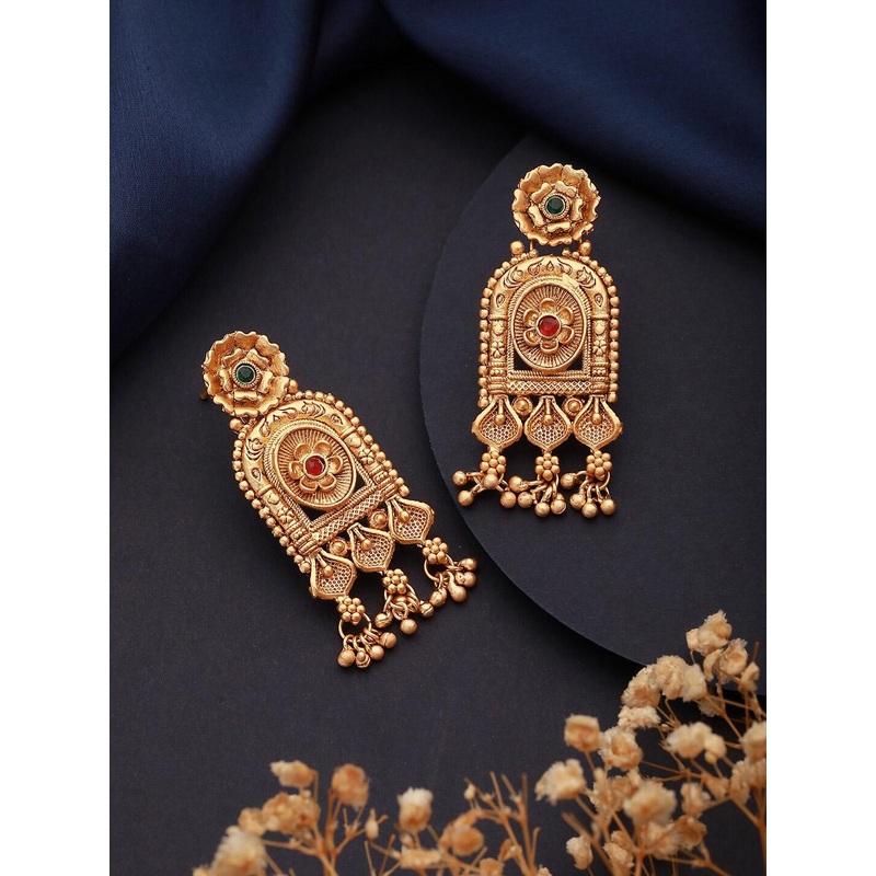 Jazz and Sizzle Gold-Plated Dome Shaped Jhumkas