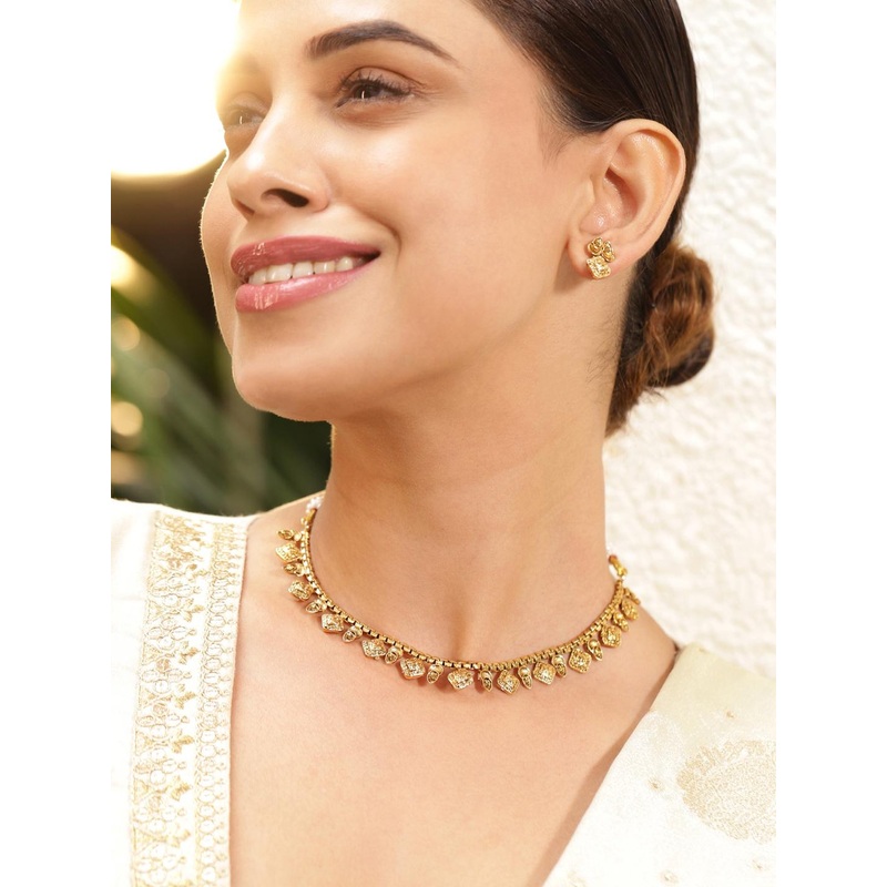 Rubans Women 18k Gold-Plated Square & Paisley Design Jewellery Set