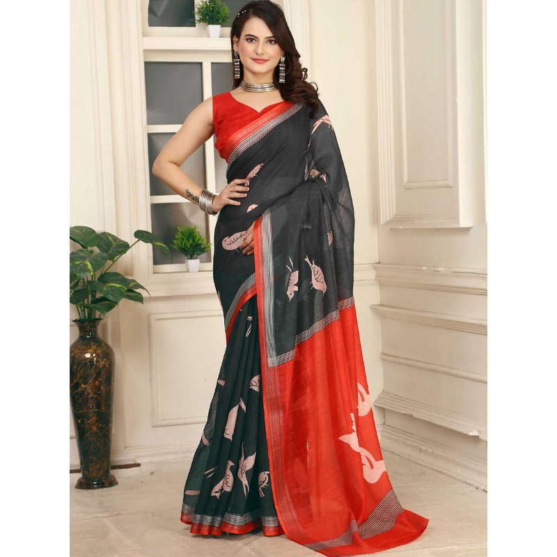 Sidhidata Abstract Printed Zari Regular Saree