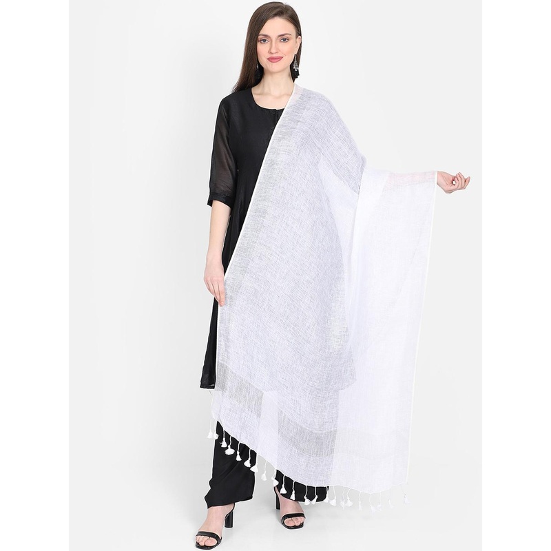 THE WEAVE TRAVELLER White Solid Dupatta