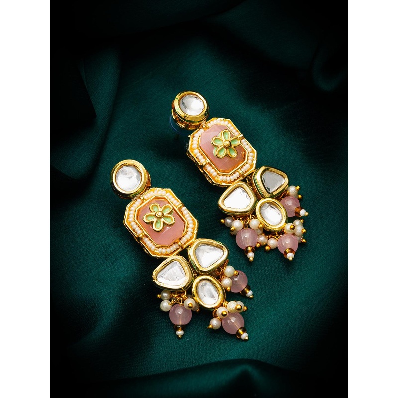 aadita Gold-Plated Contemporary Drop Earrings
