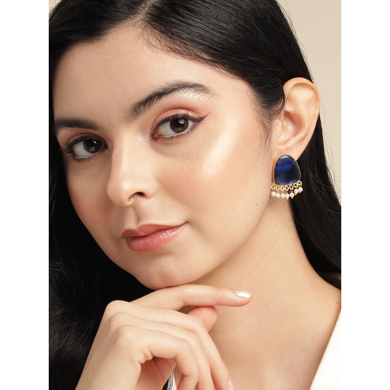 Anouk Gold-Plated Beaded Contemporary Stud Earrings