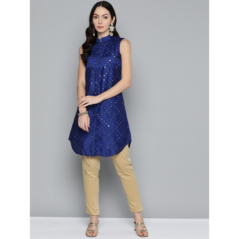 Jompers Women Geometric Mirror Work Kurta