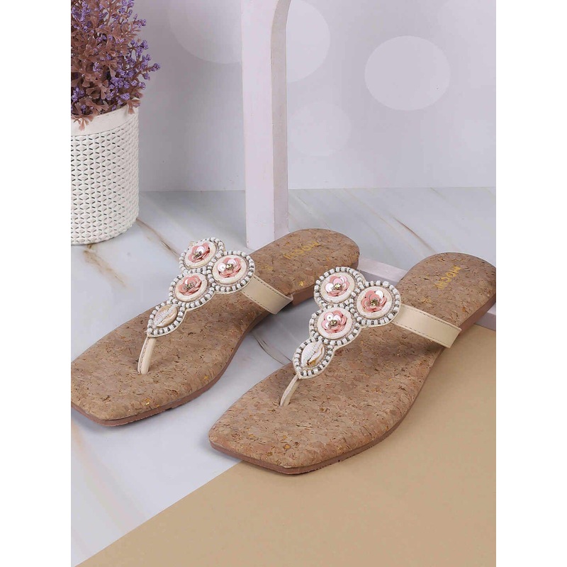 Mochi Women Open Toe Slip-On Flats